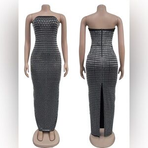 Source Unknown Strapless Black and White Dress